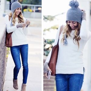 Madewell Thumbhole Long Sweater Cream Brown